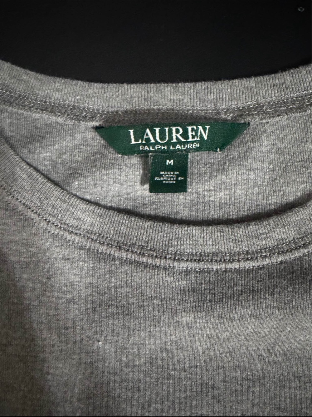 Ralph Lauren Light Gray Crewneck Sweater with Brown Elbow Patches - Picture 2 of 5
